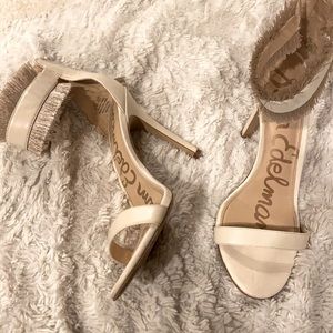 Sam Edelman off white ankle strap heel